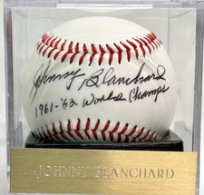 Johnny Blanchard Outfielder Catcher NY Yankees Signed Franklin Baseball