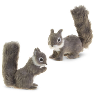 Furry Grey Squirrel Ornaments