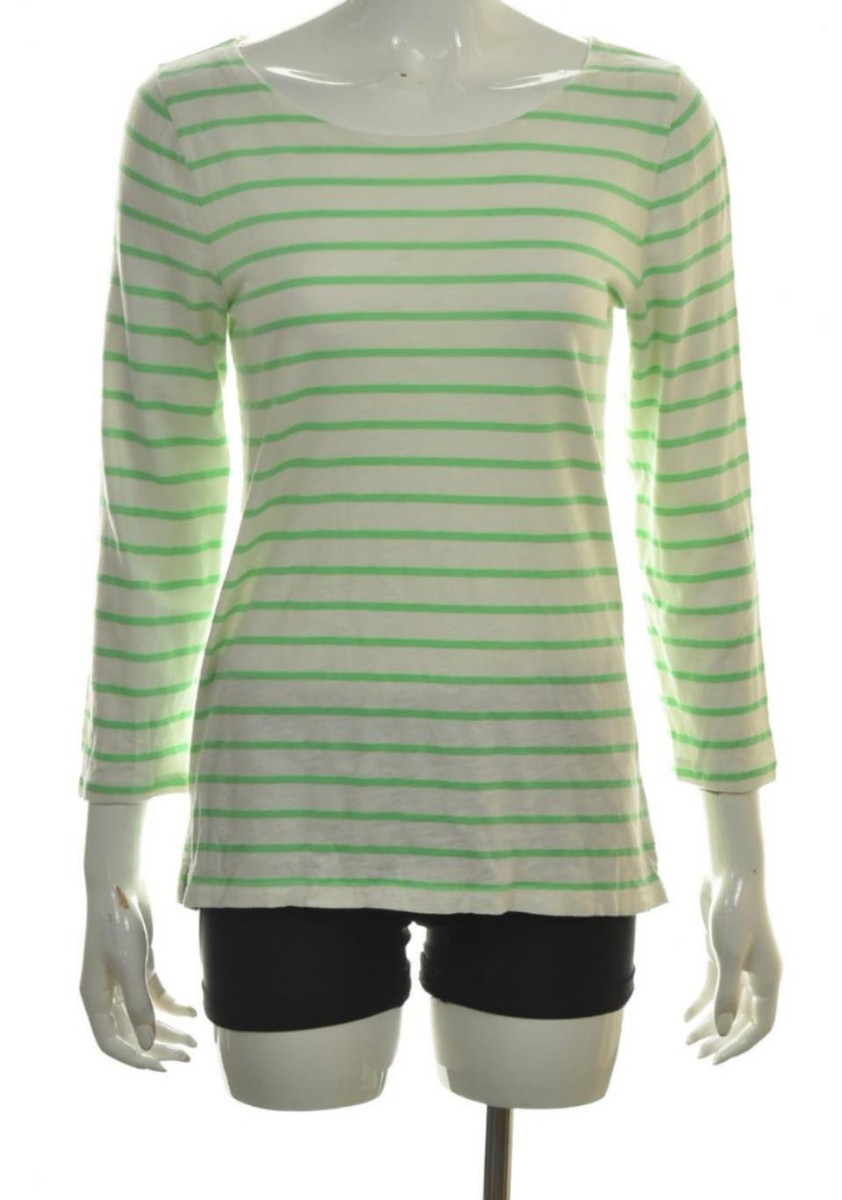 Maternity Clothing J Crew Factory Artist Tee J Crew Factory Womens Top Size  M White Green Striped T Shirt 3/4
