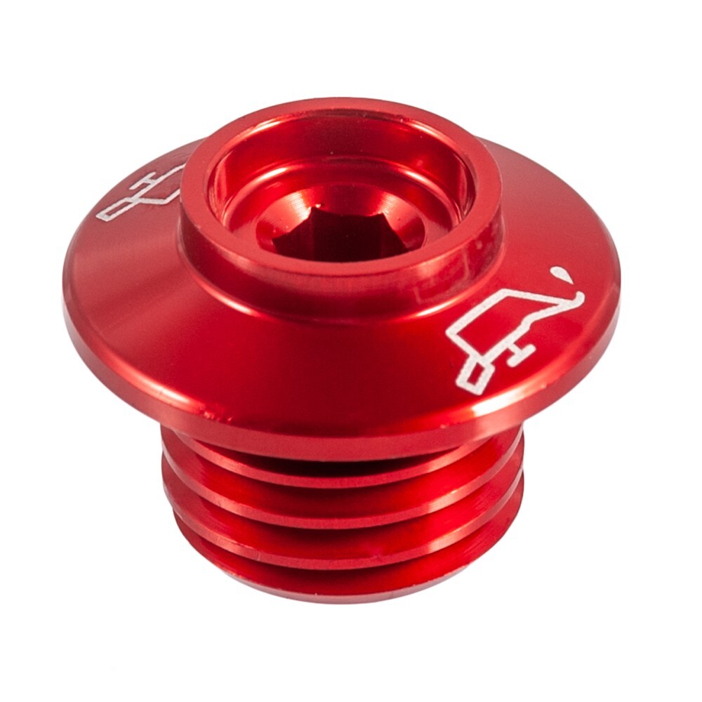 Aluminum Motorcycle Engine Oil Filler Cap - M19x2.5 Thread, Red, Fits Ducati Panigale, Honda, Kawasaki, Triumph