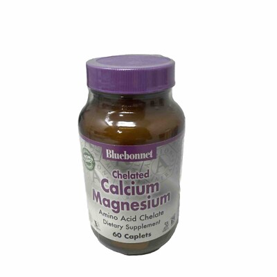 BlueBonnet Albion Chelated Calcium Magnesium, 60  Caplets  Exp 06/25