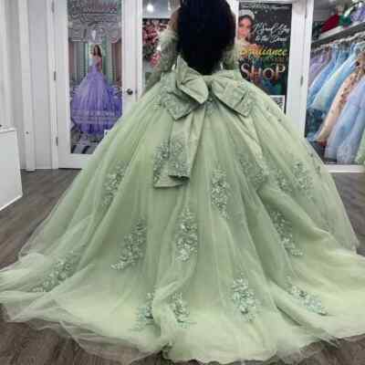 slim fit dress slacks Luxury Crystal 3D Leaves Sage Green Evening Dress with Cape SS449 main image 1