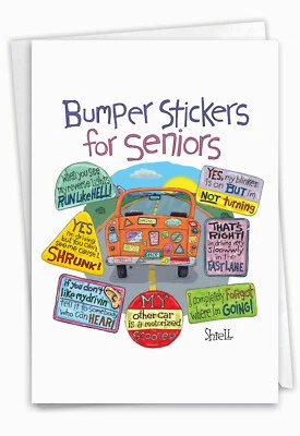 NOBLEWORKS 1 Funny Birthday Card with Envelope - Senior Bumper Stickers C2649BDG