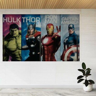Hulk Thor Iron Man & Captain America 3D Ansicht Wandsticker Poster Aufkleber A295