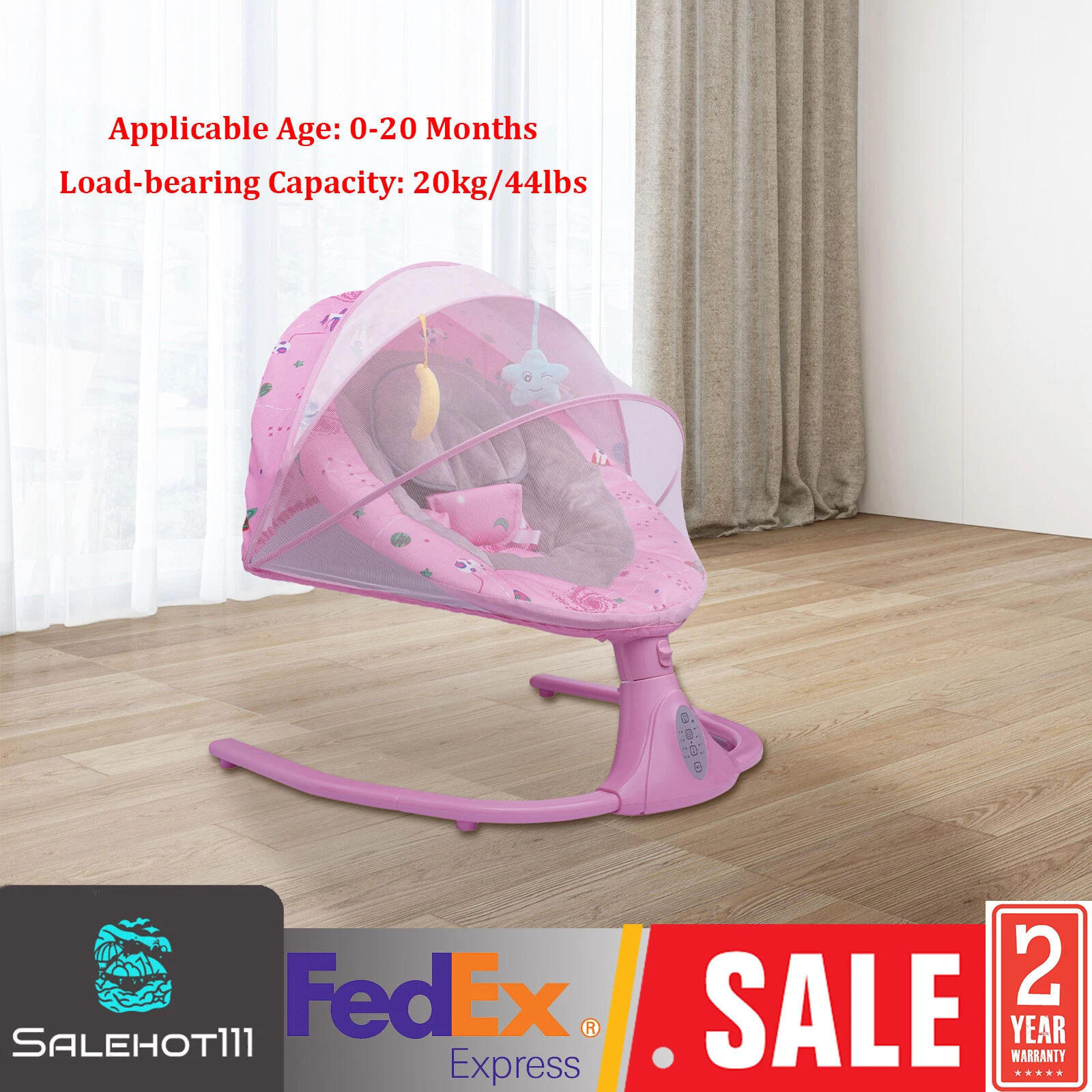 Electric Baby Swing Cradle Rocker Chair Bouncer Seat Infant Music Seat & Remote!