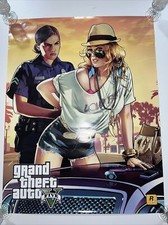 Póster promocional de doble cara Grand Theft Auto GTA 5 Game Store primavera 2013 RARO