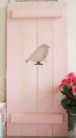 Landhaus Fensterladen Vogel In Rosa, Shabby Antique Chic Handgefertigt