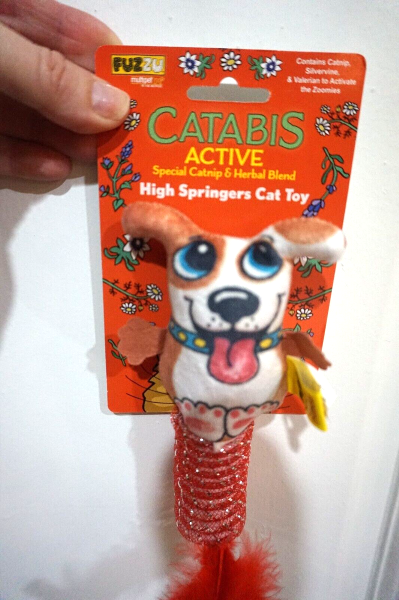 NWT MULTIPET CAT TOY CATABIS FUZZU HIGH SPRINGERS CAT TOY (ACTIVE)