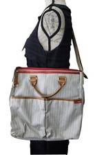 Skip Hop Large Crossbody Baby Diaper Bag Gray Stripe Adjustable Strap