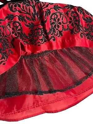 Vestido de férias Rare Editions bebê meninas 6-9 meses vermelho e preto pergaminho - Imagem 4 de 4
