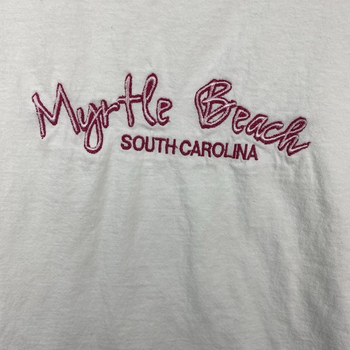 Camiseta Myrtle Beach SC Blanca Rosa Bordada Adulto M Delta Pro Peso - Imagen 3 de 5