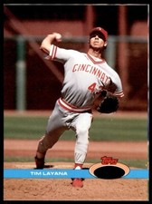 1991 Stadium #396 Tim Layana Reds OVERSIZE No Gold Error SET BREAK RARE!