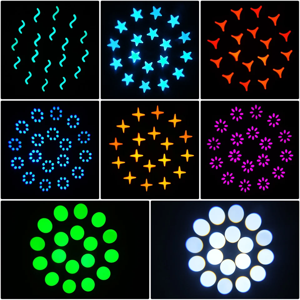 Cabezal móvil haz LED 150W 18 prisma 8 gobo luz de escenario DMX DJ spot fiesta con estuche Foto 2 de 4