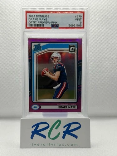 2024 Panini Donruss - Rated Rookie Drake Maye #379 Optic Preview Pink Prizm (RC)