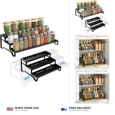 Expandable Spice Rack Organizer for Cabinet 3 Tier Spicy Shelf Black 1Pack ...