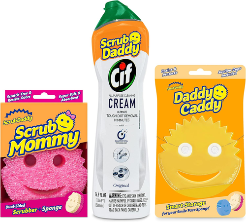 Scrub Mommy, Daddy Caddy + Cif All Purpose Cleaner - Scratch-Free, Dual-Sided Ki - Picture 9 of 12