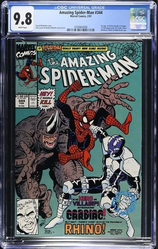 Amazing Spider-Man 344 1991 CGC 9.8 white pages Marvel