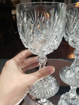 4 gobelets à eau américain époque brillante verre taillé cristal Libbey