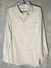 Supreme Logo Button Down Shirt Mens Size 44 Denim Long Sleeve Cotton Oxford