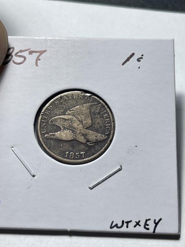 1857 US Flying Eagle Cent 1c Nice Detail Corroded 