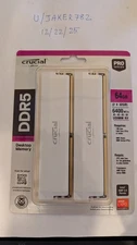 Crucial Pro DDR5-6400 CL40 64GB (32GBx2) Memory Kit (Model #CP2K32G64C40U5W)