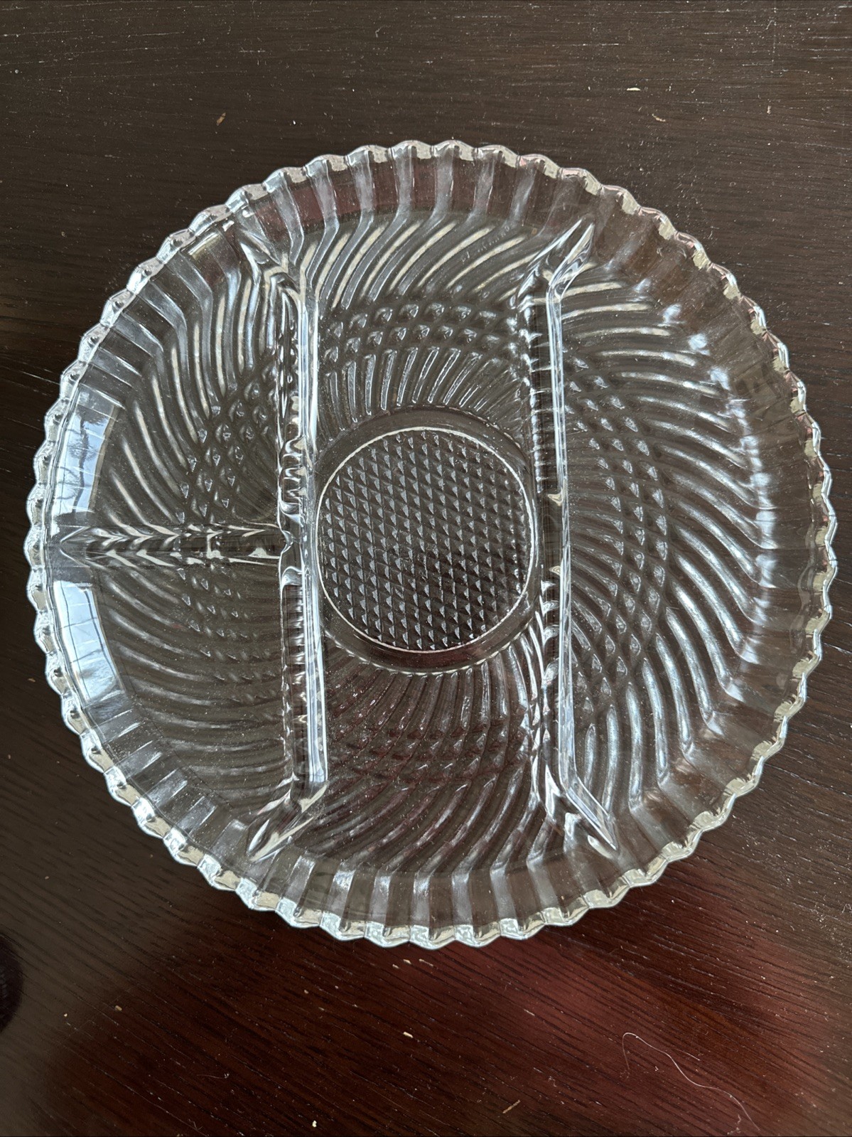 Vintage Indiana Glass Clear Ribbed Plate 10