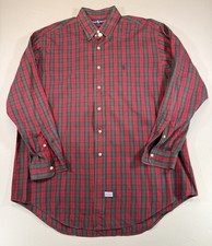 Ralph Lauren Yarmouth Dress Shirt Mens 17 34 Red Green Plaid Pony Logo