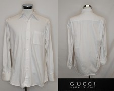 Gucci Cotton Button Up Shirt Men's 15 1/2 White Made in Italy #Z5757