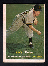 1957 Topps Baseball Card #166 Roy Face Pittsburgh Pirates VG+