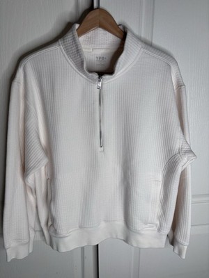 Abercrombie YPB 1/2 Zip Pullover Sweatshirt Off White Size L