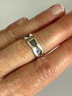 Vintage Sterling Silver Hopi Overlay Fish Ithcus Band Signed Size 7.5