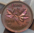 1941 Canada One Cent 1c Penny Amazing Deep Purple Toning/Color  *BLAYLOCK* — photo 1