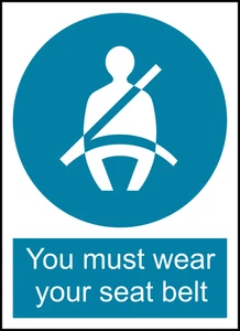 Wear Seat Belt Safety PPE Warning Self Adhesive Vinyl Sticker