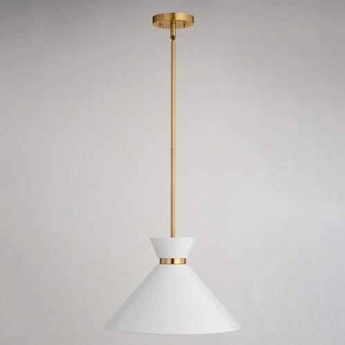 Vaxcel Lighting P0398 Racine 15"W Pendant - Matte White / Natural Brass - Picture 5 of 12