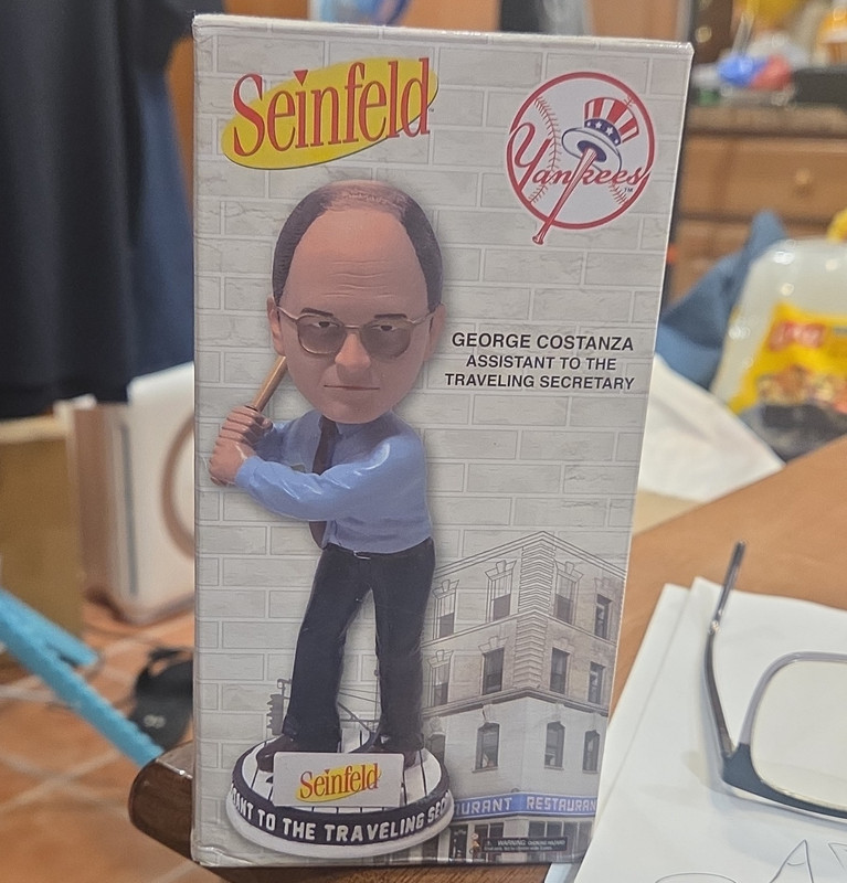 Seinfeld George Costanza New York Yankees Bobblehead Figure Presented by Delta