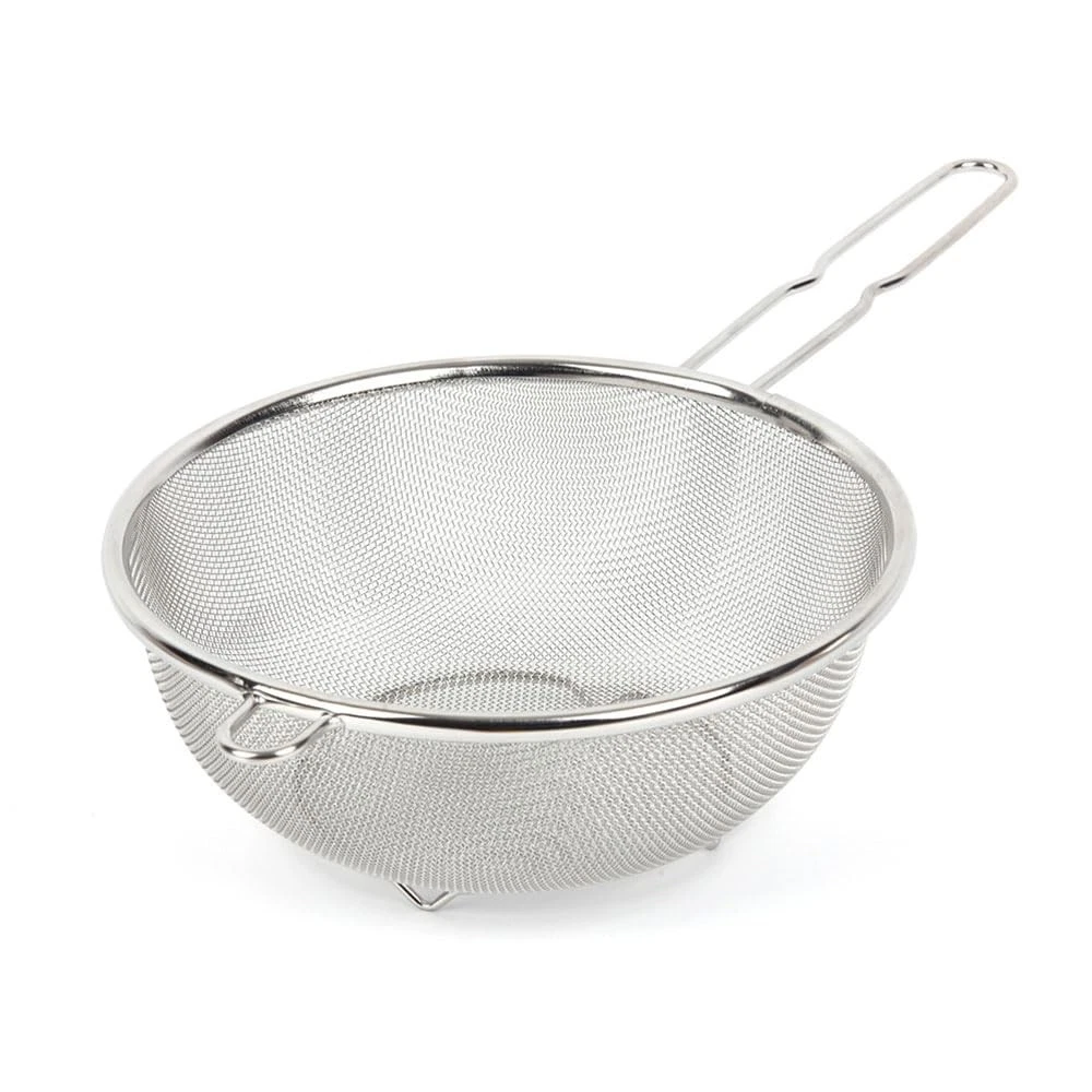 8″ Stainless Steel Fine Mesh Strainer with Feet – Standing Colander with Hand...