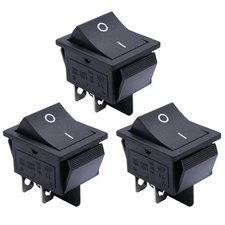 mxuteuk 3pcs Momentary Rocker Switch (ON)-Off Toggle DPST Power 4 Pin AC... 