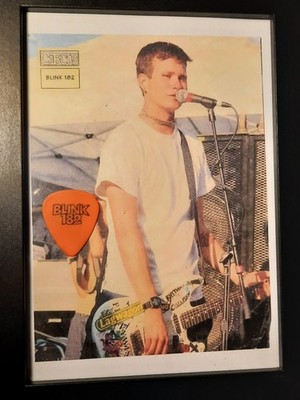 Tom Delonge Vintage gerahmtes Tour Tortex Gitarren-Plektrum und Bild Blink-182