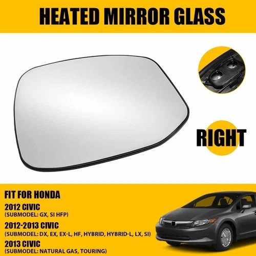 Mirror Glass Heated For 2012 13 Honda Civic Passenger Right Side 76203-TR0-A01 B