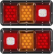2pcs Led Trailer Tail Lights 45 Led Stop Turn Backup Rv Truck 12v