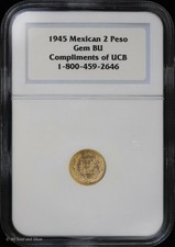 1945 Mexico Gold 2 Peso NGC Gem BU | UNC Dos Pesos