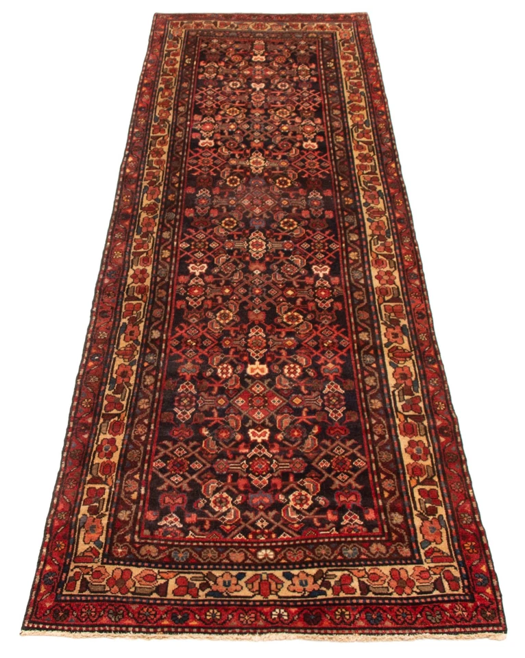 Alfombra de corredor vintage anudada a mano alfombra de lana oriental tradicional de 3'5" x 11'5" Foto 3 de 4