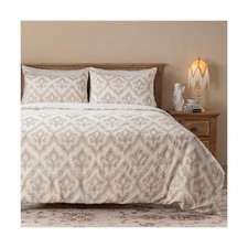 Cotton Floral Clipped Jacquard Duvet Cover King Size Bedding Set, Soft Textur...