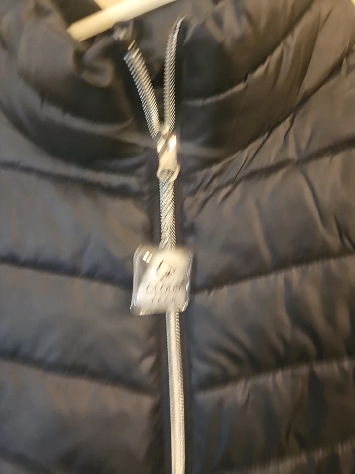 Chaqueta Big Chill para mujer grande negra cremallera completa bolsillo acolchado cuello falso sin capucha Foto 3 de 4