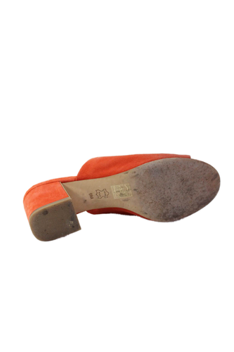 Tory Burch Womens Block Heel Single Strap Slide Sandals Orange Suede Size 9M - Picture 4 of 7