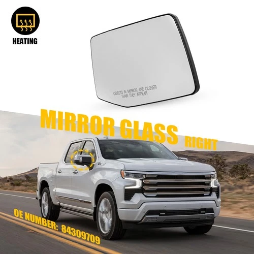 Replacement Mirror Glass Right For 2020-2024 CHVEROLET SILVERADO 2500 HD/3500 HD