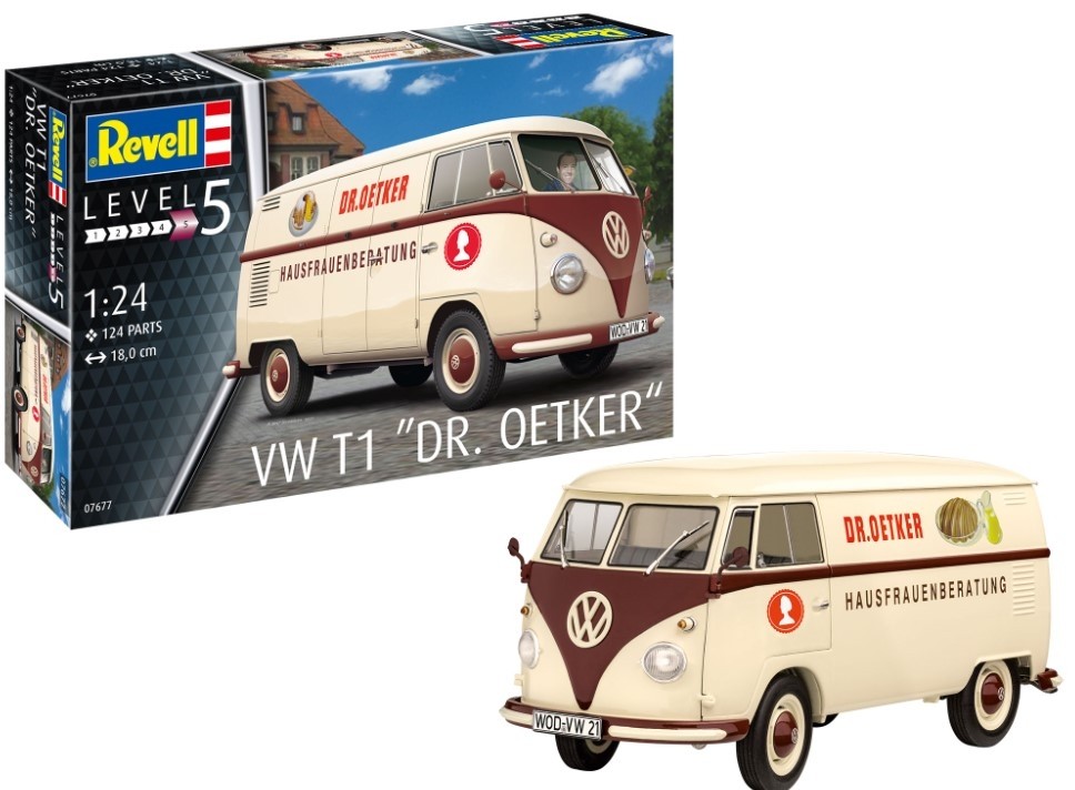 Maquette Volkswagen T1 Dr. Oetker Revell 1/24 en kit plastique injecté haute fidélité