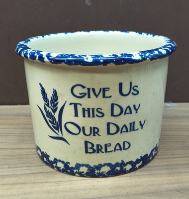 Stoneware Earthenware Crock - Give Us This This Day Our Daily Bread
