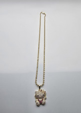 Hello Kitty Pendant Chain. Gold over stainless steel 18" chain. AAA CZ