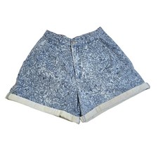 Vintage DAK Floral Paisley Denim Shorts High Rise Curvy Cuffed Made in USA XS